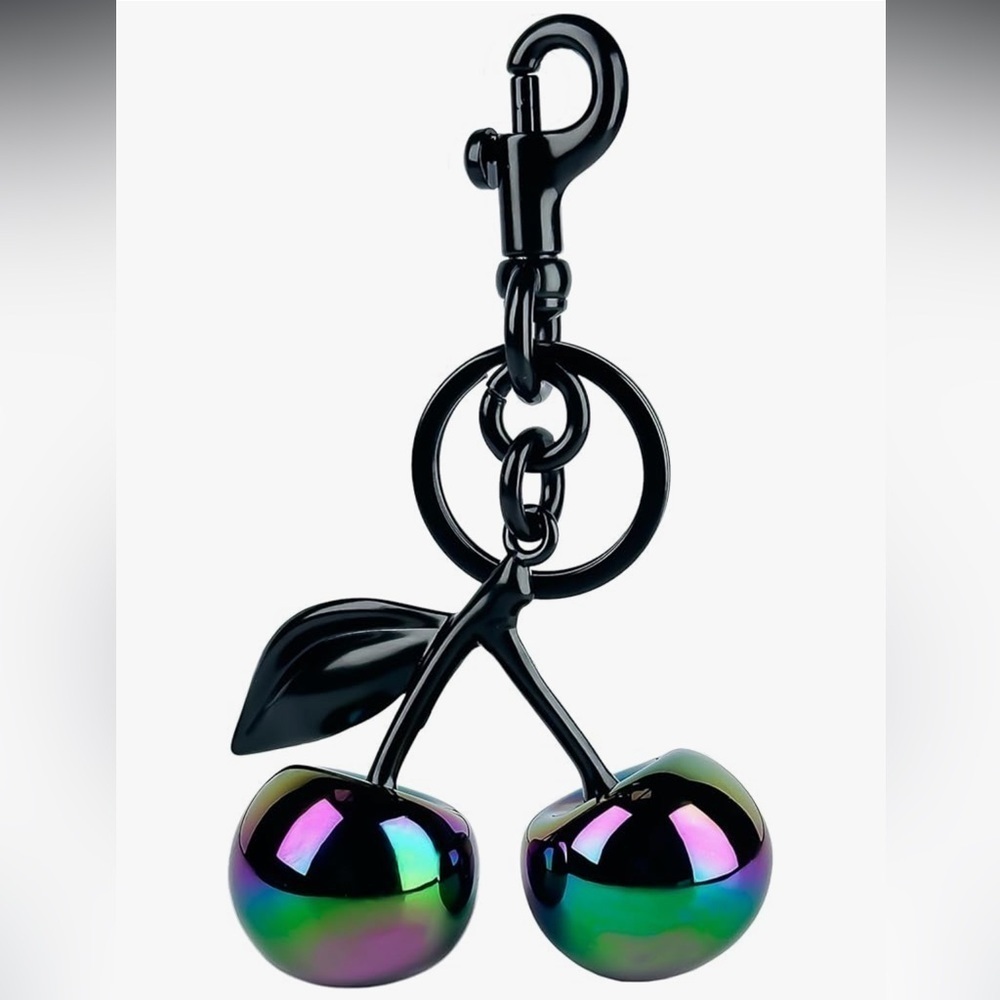 Iridescent purple Cherry Keychain purse charm accessories